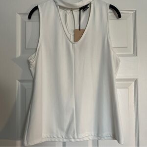 Halogen Top Sleeveless Cutout V-Neck Keyhole Back Ivory Large